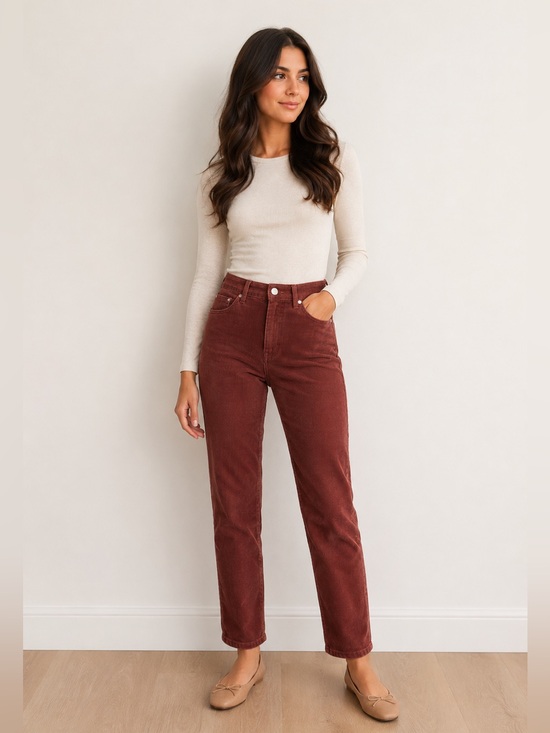 Old Navy Denim - NWT Old Navy High-Waisted OG Straight Leg Corduroy Ankle Pants Red Dirt Size 4P
